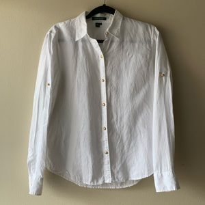 Ralph Lauren White Linen Button Down Shirt